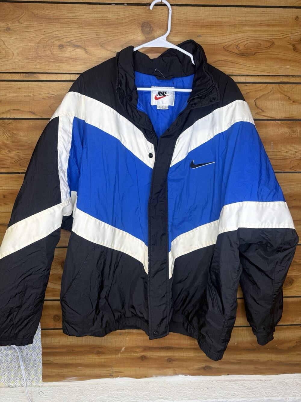 Vintage Y2K Nike Men’s XL Colorblock Jacket Blue/Black/WhiteFull Zip Stand-Up